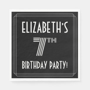 Servilleta De Papel Séptima Fiesta de Cumpleaños: Estilo Art Deco + No
