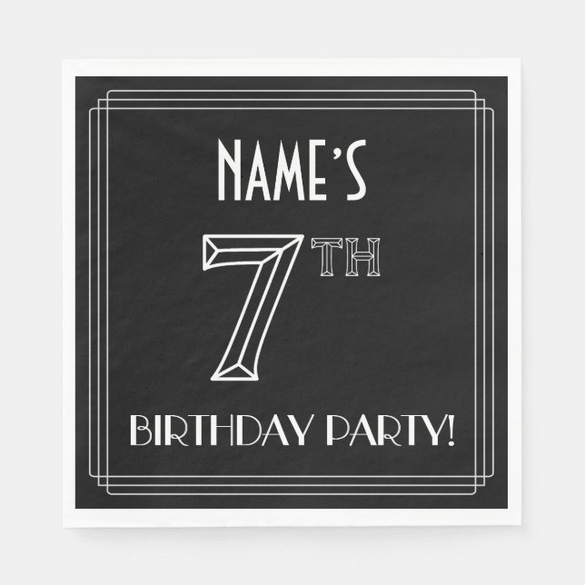 Servilleta De Papel Séptima Fiesta de Cumpleaños: Estilo Art Deco + No (Anverso)