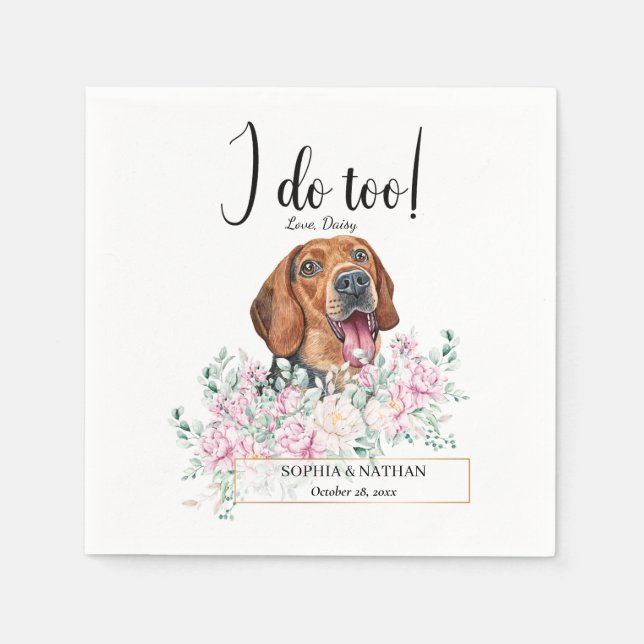 Servilleta De Papel Serbio Hound Dog Boda Cocktail Napkins (Anverso)