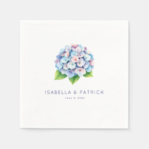 Servilleta De Papel Serena Hortensia Acuarela de Azul Rosa