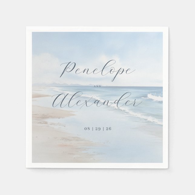 Servilleta De Papel Serene Blue Beach Waves (Anverso)
