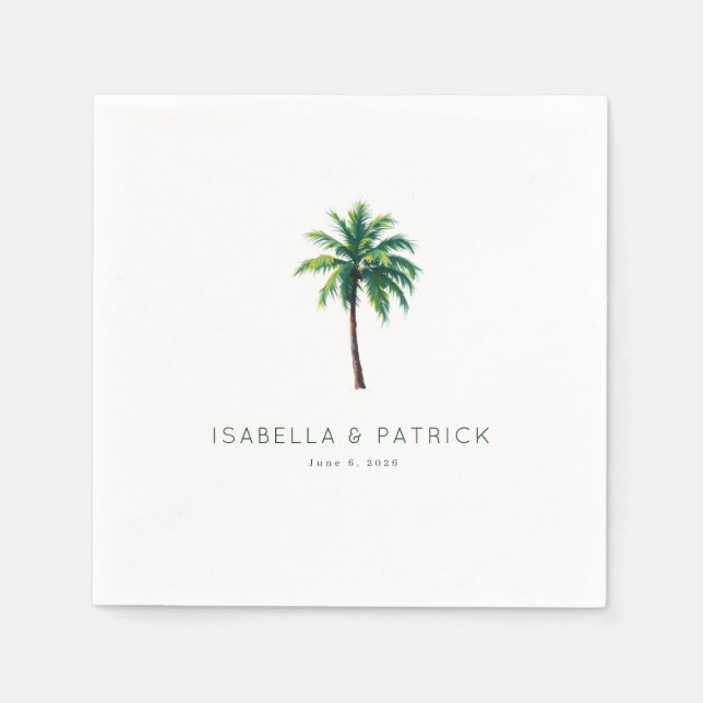 Servilleta De Papel Serene Green Tropical Palm Tree (Anverso)
