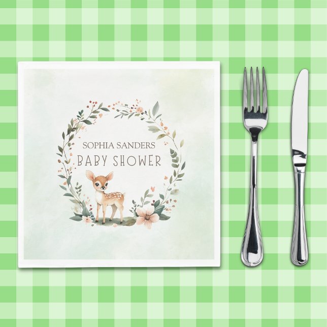 Servilleta De Papel Serene Nature Deer Baby Shower (Subido por el creador)