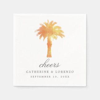 Servilleta De Papel Serene Palm Tree Watercolor | BODA