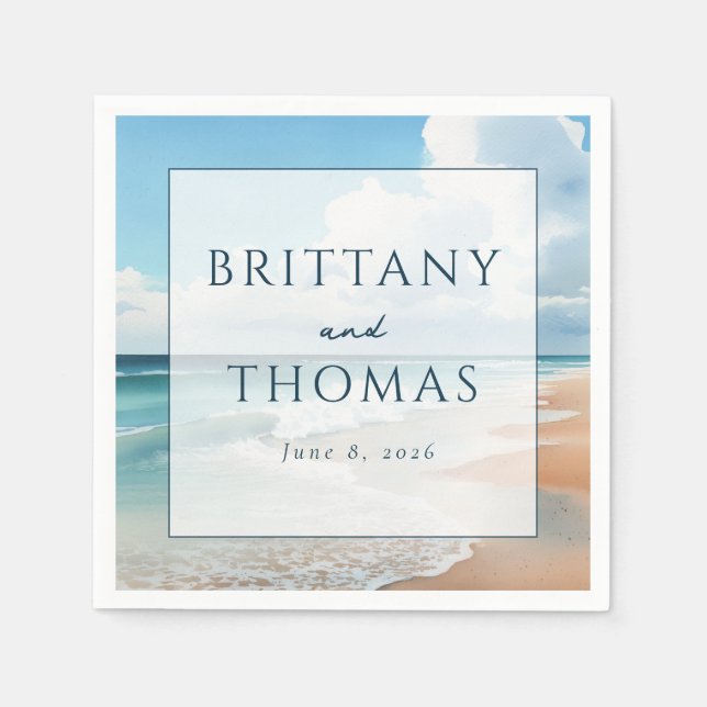 Servilleta De Papel Serene Pastel Beach Waves (Anverso)