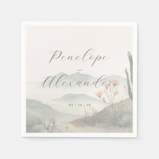 Servilleta De Papel Serene Pastel Watercolor Landscape (Anverso)