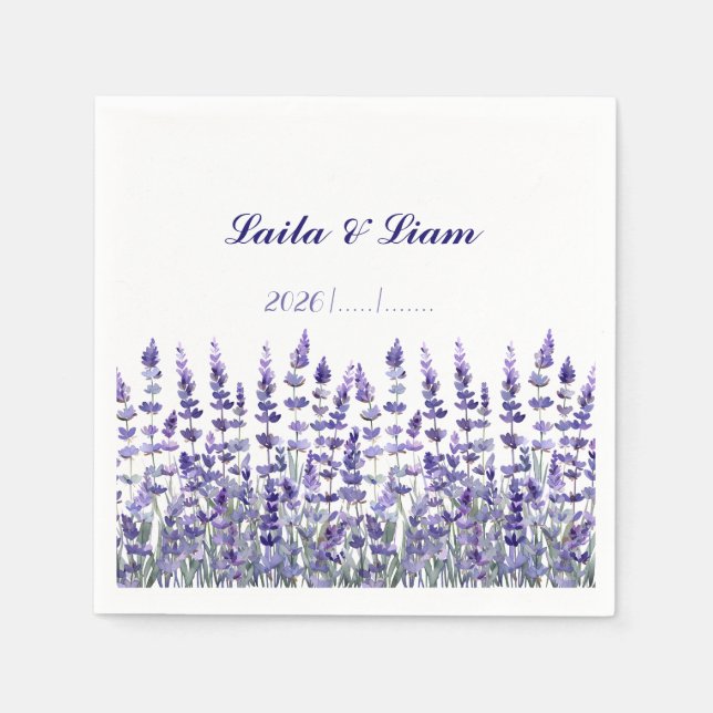 Servilleta De Papel Serene Provence Lavender Floral Wedding (Anverso)