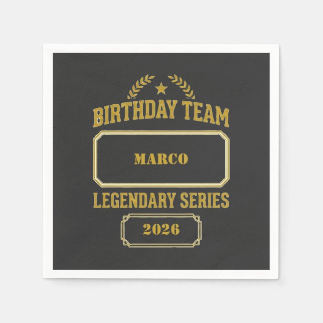 Servilleta De Papel Serie Legendaria Personalizada Cumpleaños de Oro (Anverso)
