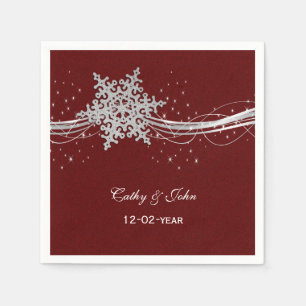 Servilleta De Papel serpentín de plata roja boda personalizada servill