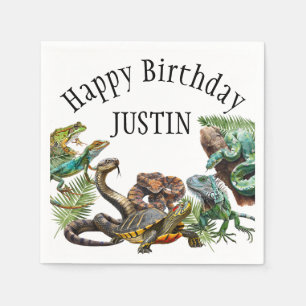 Servilleta De Papel Serpiente de Acuarela Cumpleaños Reptil