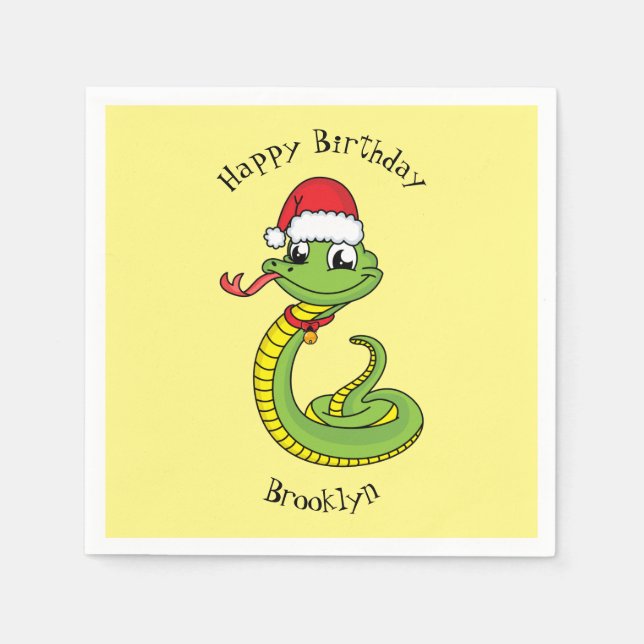 Servilleta De Papel Serpiente verde suave con personalizado de sombrer (Anverso)