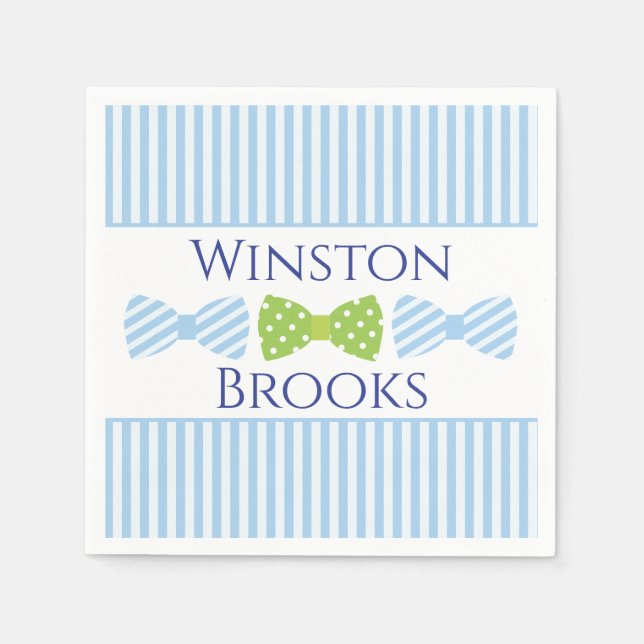 Servilleta De Papel Serrsucker Bow Tie Baby Shower Fiestas Napkins (Anverso)