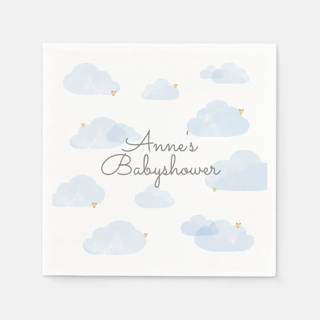 Servilleta De Papel Servetten babyshower wolken lichtblauw jongen (Anverso)