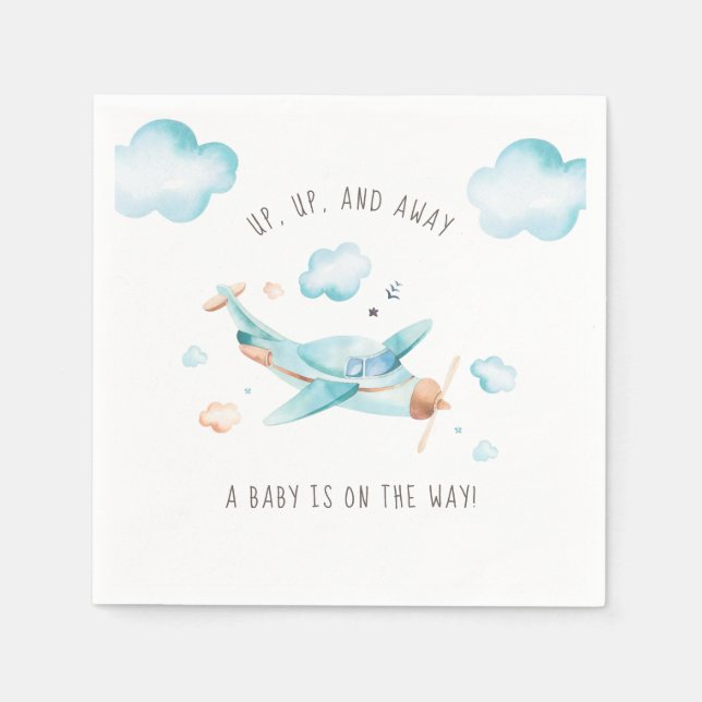 Servilleta De Papel Servicio Baby Shower de Travel Toy Airplane Boy (Anverso)