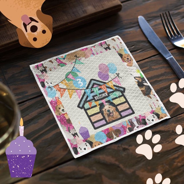 Servilleta De Papel Servicio de programas de arte de fiesta de cumplea (Dog party napkin)