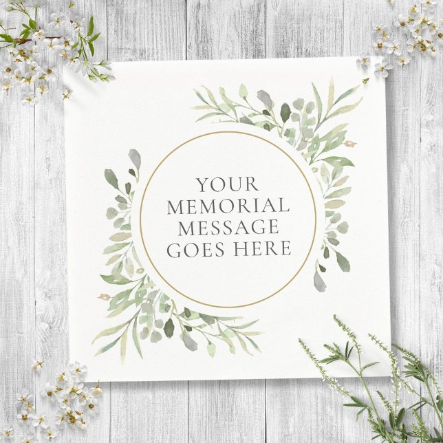Servilleta De Papel Servicio Funerario En Memoria Querida Hojas de Euc (Funeral In Loving Memory Eucalyptus Leaves Napkins)