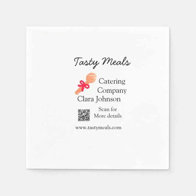 Servilleta De Papel Servicios de restauración agregar nombre QR código (Anverso)