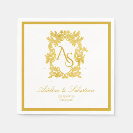 Servilleta De Papel Servietas de Boda de monograma barroco vintage