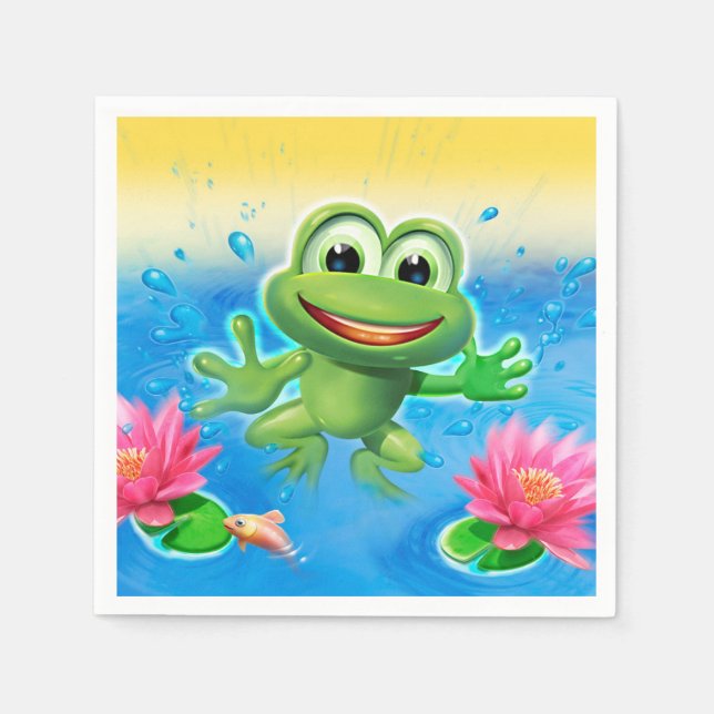 Servilleta De Papel serviette de fiesta de rana saltante (Anverso)