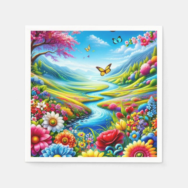 Servilleta De Papel Serviette en papier jolie fleurs (Anverso)