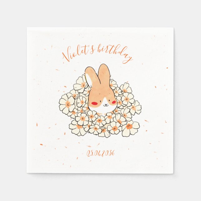 Servilleta De Papel Serviette papier personnalisé anniversaire Lapin (Anverso)