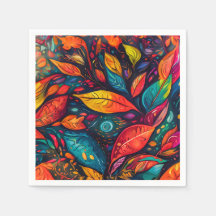 Servietten mit  farbenfrohem Blättermotiv