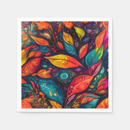 Servilleta De Papel Servietten mit  farbenfrohem Blättermotiv