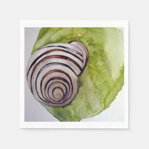 Servilleta De Papel Servilleta papel hoja y caracol en acuarela