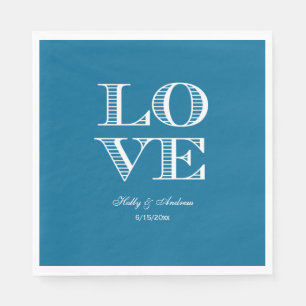 Servilleta De Papel Servilletas Azul Pavo Real, Amor Blanco