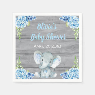 Servilleta De Papel Servilletas azules de Baby Shower del elefante