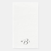 Servilletas blancas de boda con fuente combinada d