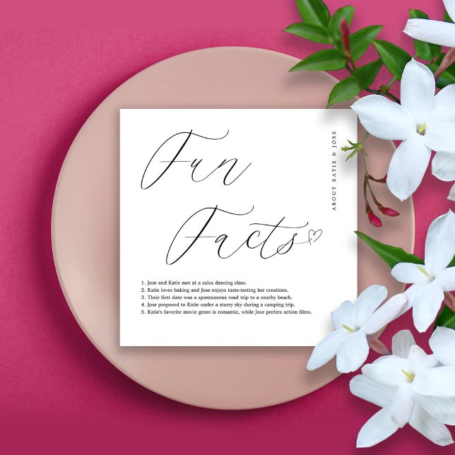Servilleta De Papel Servilletas blancas elegantes con datos divertidos (Elegant White Napkins with Personalized Fun Facts)