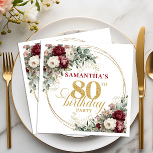Servilleta De Papel Servilletas Bohemian Marsala Floral Gold Cumpleaño