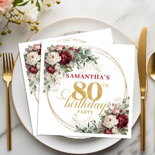 Servilleta De Papel Servilletas Bohemian Marsala Floral Gold Cumpleaño