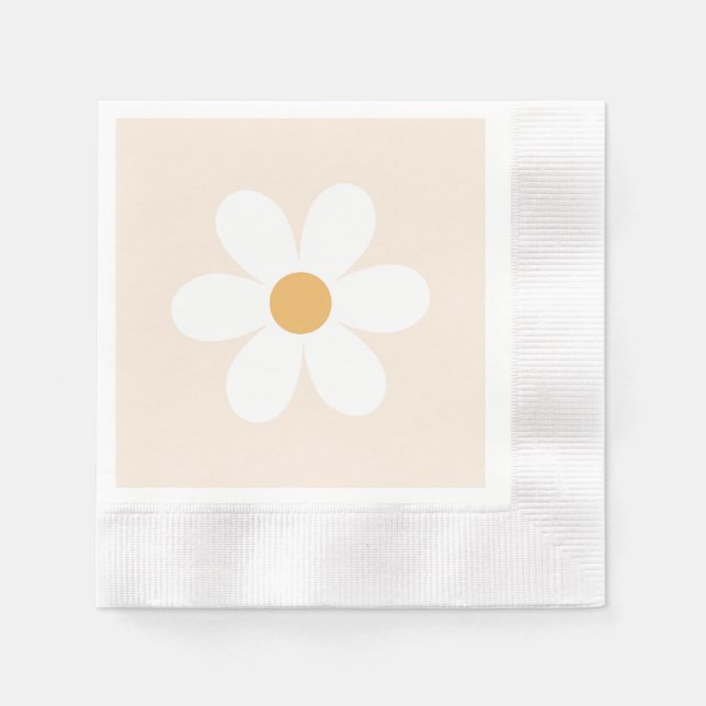 Servilleta De Papel Servilletas boho crema de margarita retro (Anverso)