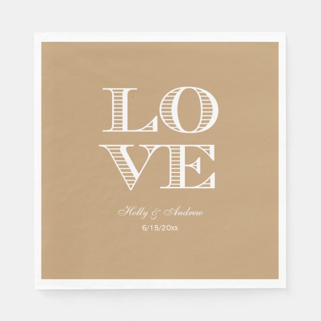 Servilleta De Papel Servilletas Camel Tan, Blanco LOVE (Anverso)