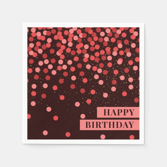 Servilleta De Papel Servilletas Chic Cumpleaños Feliz Confeti Negro Ro (Anverso)