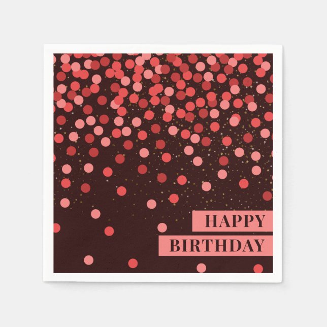 Servilleta De Papel Servilletas Chic Cumpleaños Feliz Negras y Rojas c (Anverso)
