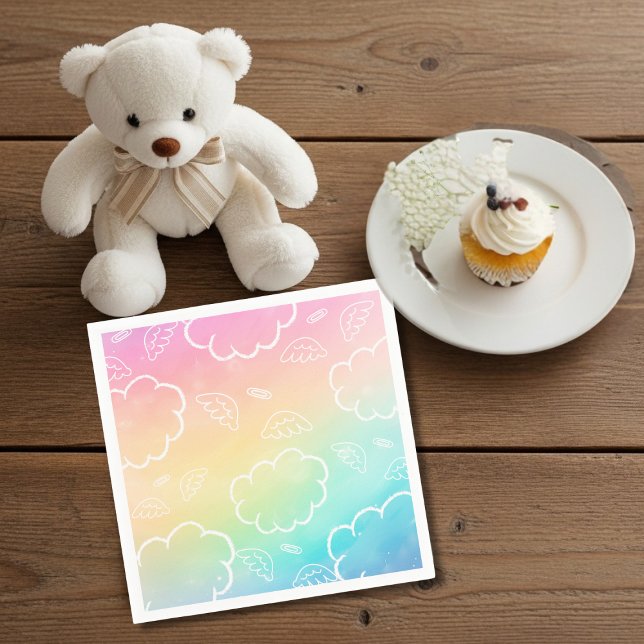 Servilleta De Papel Servilletas Cielo Ángel Halo Nube Arcoíris (Heavenly Angel Halo Cloud Rainbow Napkins)