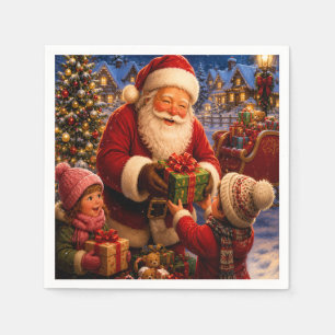 Servilleta De Papel Servilletas clásicas de cena festiva de Papá Noel