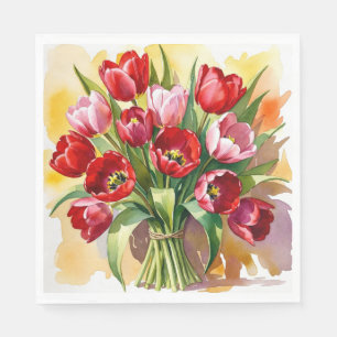 Servilleta De Papel Servilletas clásicas de Pascua de tulipanes rojos
