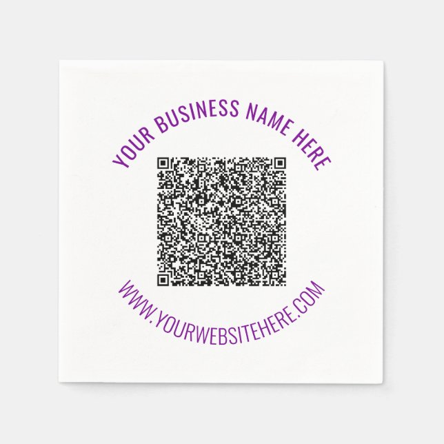 Servilleta De Papel Servilletas con código QR de su negocio Ejemplo de (Anverso)
