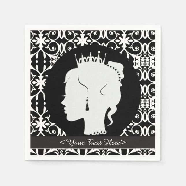 Servilleta De Papel Servilletas con silueta de princesa personalizadas (Anverso)