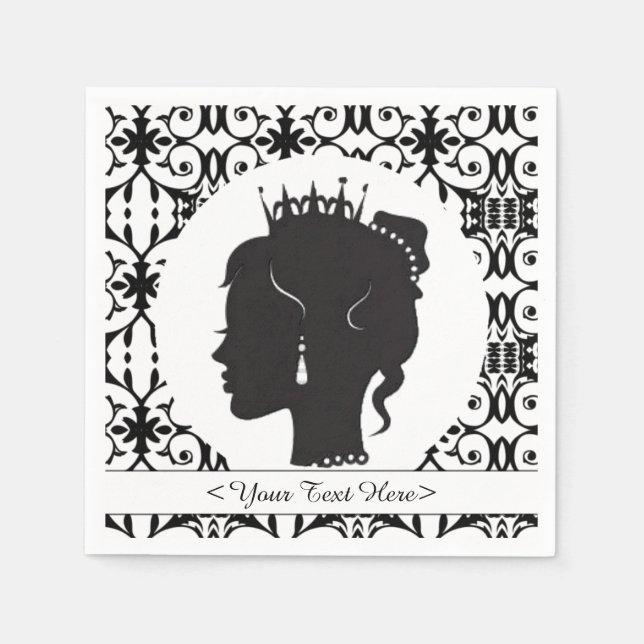 Servilleta De Papel Servilletas con Silueta de Princesa Personalizadas (Anverso)