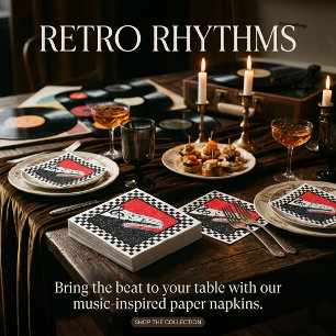 Servilleta De Papel Servilletas con tema de música rojo y negro