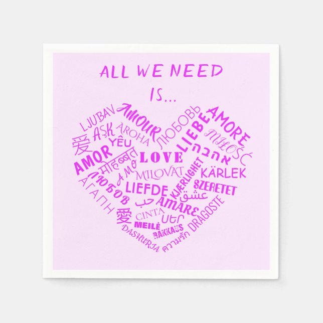 Servilleta De Papel Servilletas con texto de corazón LOVE Personalizad (Anverso)