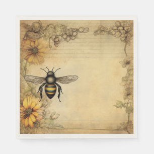 Servilleta De Papel Servilletas de almuerzo con efímera de abeja y flo
