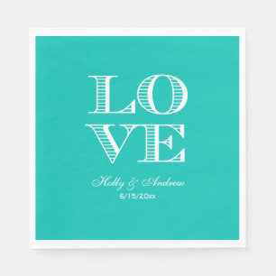 Servilleta De Papel Servilletas de amor azul verdoso y blanco