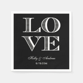 Servilleta De Papel Servilletas de AMOR Negro, Blanco