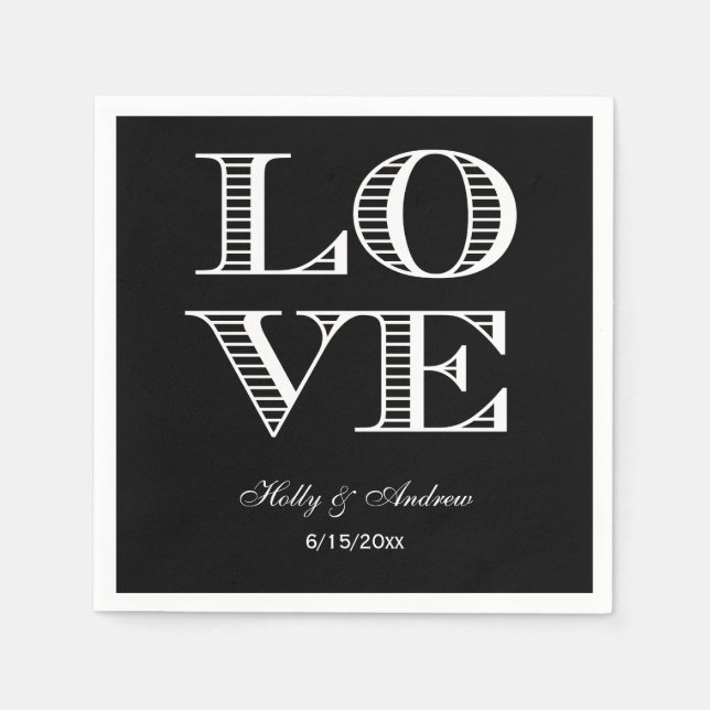 Servilleta De Papel Servilletas de AMOR Negro, Blanco (Anverso)